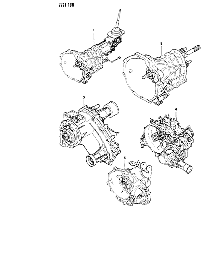 1987 Dodge Colt Transmission, Transaxle, Transfer Case, Assemblies manual Trans., And Gasket Packages Diagram