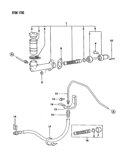 1989 Dodge Colt Cylinder Assembly , Clutch Master Diagram for MB555031