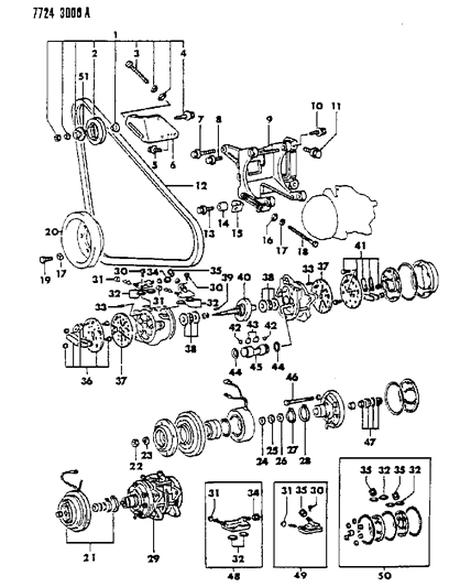 1988 Chrysler Conquest PULLEY A/C Compressor Tens Diagram for MB609139