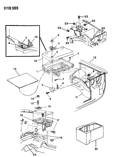 1991 Chrysler Town & Country Battery Tray Diagram