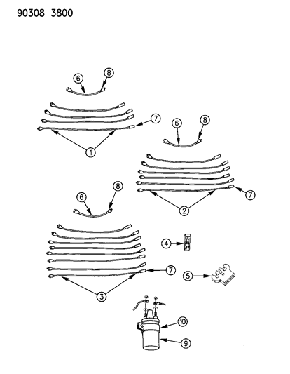 1990 Dodge D150 Spark Plugs, Ignition Cables And Coils Diagram