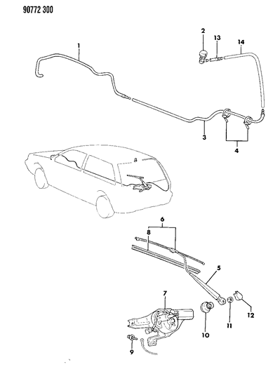1990 Dodge Colt Liftgate Wiper & Washer System Diagram