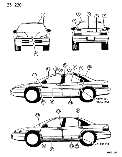 1996 Chrysler LHS Mouldings & Cladding Diagram 2