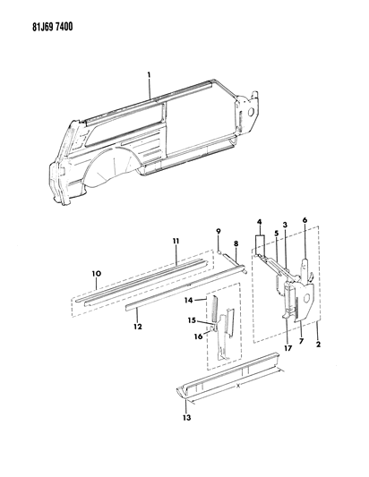 1985 Jeep Grand Wagoneer Pillar-Assembly Diagram for J5758265