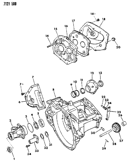 1987 Chrysler Town & Country Case, Transaxle & Related Parts Diagram