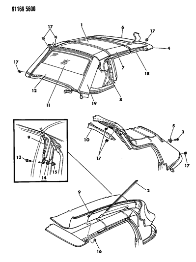 1991 Chrysler LeBaron Convertible Top Diagram