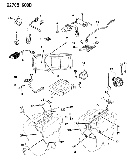 1992 Dodge Stealth Control Unit Engine ELECTRONI Diagram for MD153355