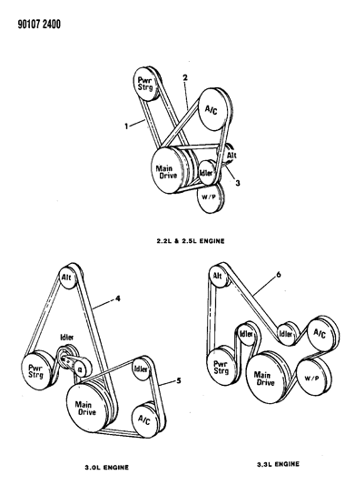 1990 Chrysler Town & Country Drive Belts Diagram