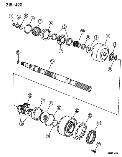 1994 Jeep Wrangler Gear Train & Output Shaft Diagram 2