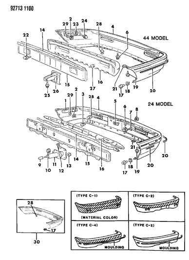 1994 Dodge Colt Rear Fascia & Support Diagram
