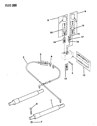 1986 Jeep Wrangler Snow Plow - Power Angling Cylinders Diagram