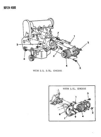 1990 Chrysler Town & Country A/C Compressor Mounting Diagram