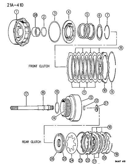 1994 Jeep Cherokee Clutch , Front & Rear With Gear Train Diagram