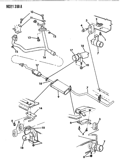 1992 Dodge Dakota Exhaust System Diagram 2