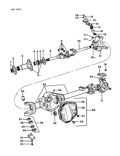 1985 Dodge Ramcharger Axle, Front Diagram 2