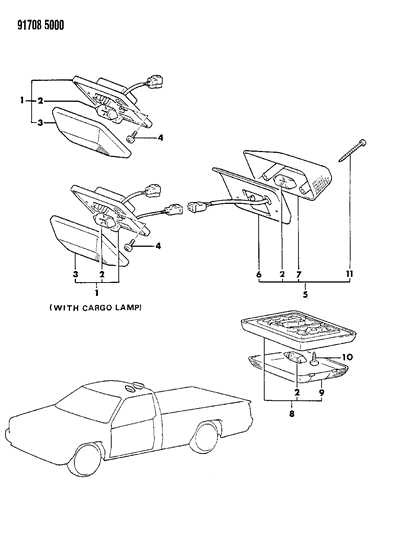 1991 Dodge Ram 50 Lamp - Dome Diagram