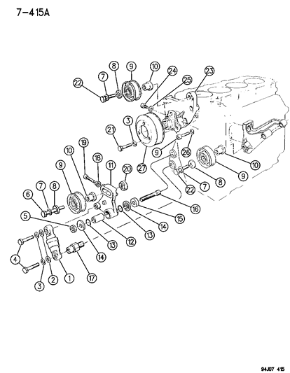 1996 Jeep Cherokee Bracket-IDLER PULLEY Support Diagram for 4796018