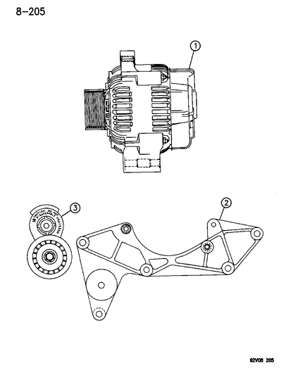 1996 Dodge Viper Alternator & Mounting Diagram