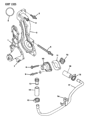 1987 Dodge Dakota Water Pump & Related Parts Diagram 1
