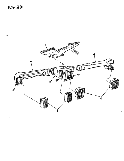 1990 Dodge W250 Air Ducts & Outlets Diagram