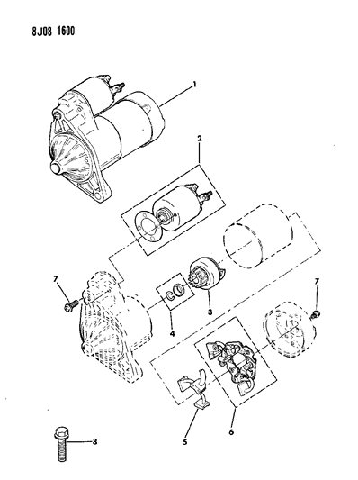 1990 Jeep Wagoneer Starter & Mounting Diagram 2