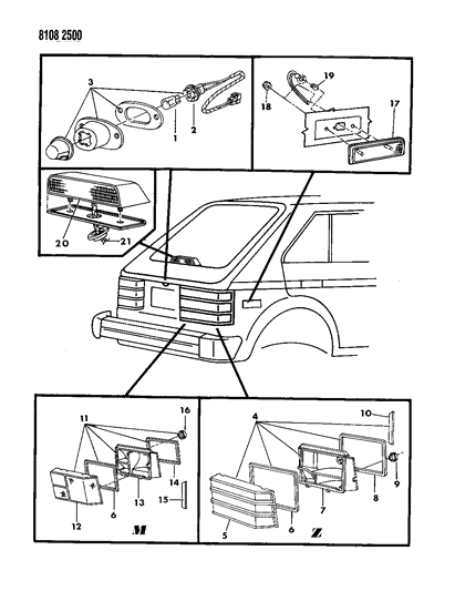 1988 Dodge Omni Lamps & Wiring - Rear Diagram