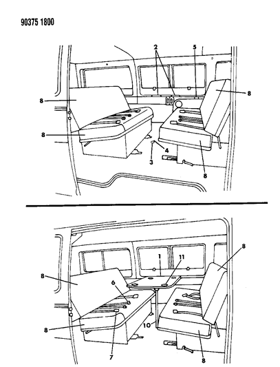 1991 Dodge Ram Van Travel Seat System Diagram 1