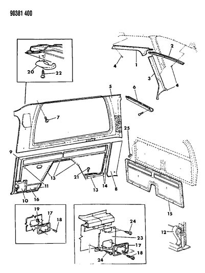 1990 Dodge Ramcharger Panels - Trim Upper And Lower Diagram