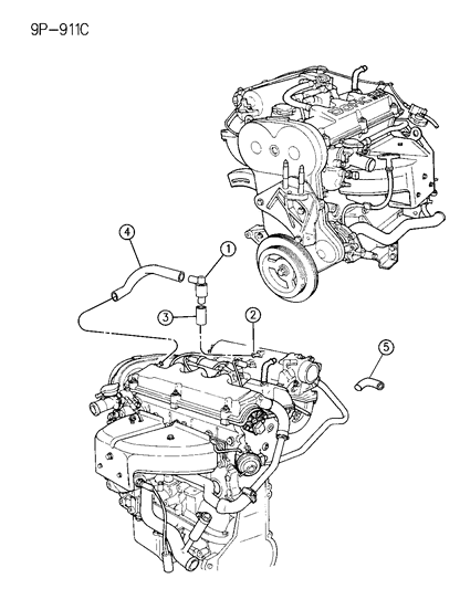 1995 Chrysler Sebring Hose Polution Control Valve Diagram for 4667713