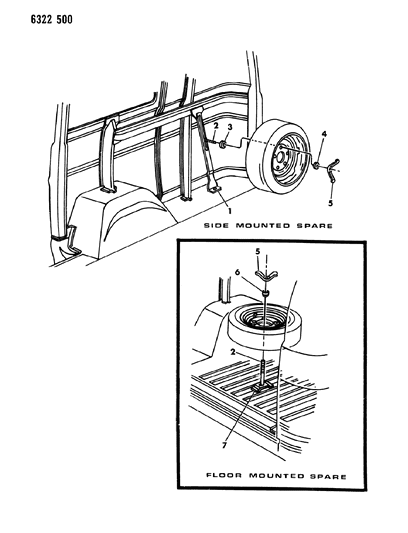 1986 Dodge Ram Van Carrier, Spare Wheel Diagram