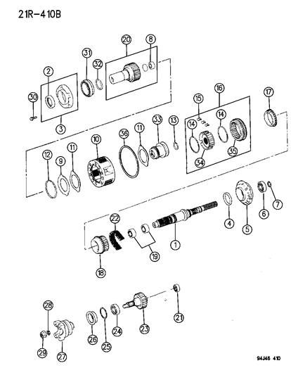 1995 Jeep Cherokee SYNCH Transfer Case Diagram for 4796967