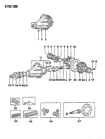 1991 Dodge Ram 50 DIFFERENTIALERNTL-Rear Differential Diagram for MB664686