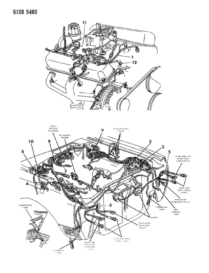 1986 Chrysler Fifth Avenue Wiring - Engine - Front End & Related Parts Diagram