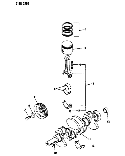 1987 Dodge Charger Crankshaft , Pistons And Torque Converter Diagram 2