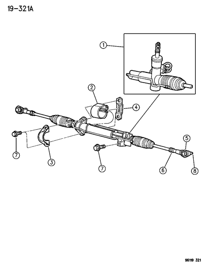 1996 Chrysler Town & Country Gear - Rack & Pinion, Power & Attaching Parts Diagram