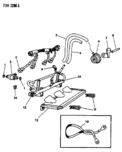 1987 Dodge 600 Fuel Rail & Related Parts Diagram 2