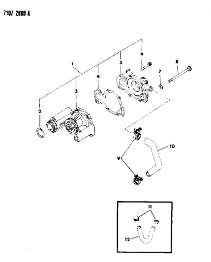 1987 Chrysler LeBaron Water Pump & Related Parts Diagram 2