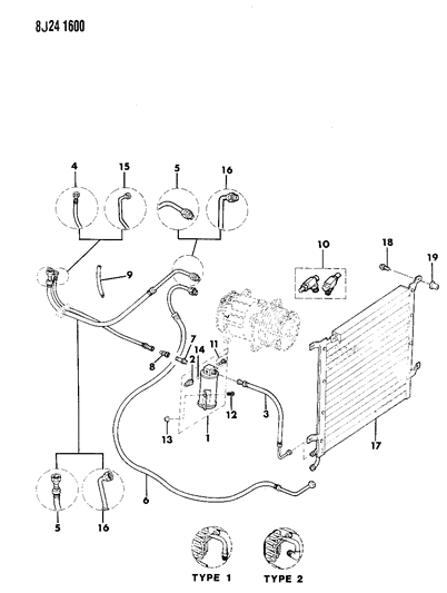 1990 Jeep Wrangler Receiver/Drier & Hoses Diagram 1