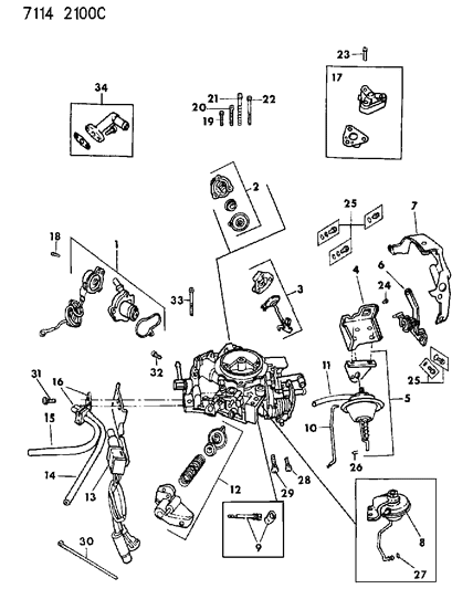 1987 Dodge Caravan Carburetor External Components Diagram