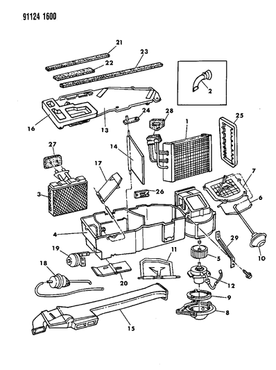 1991 Chrysler Town & Country Air Conditioning & Heater Unit Diagram