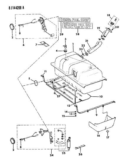1989 Jeep Comanche Fuel Tanks & Pumps Diagram