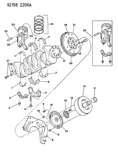 1992 Chrysler LeBaron Crankshaft , Pistons And Torque Converter Diagram 1