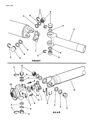 1984 Dodge Rampage Propeller Shaft & Universal Joint Diagram