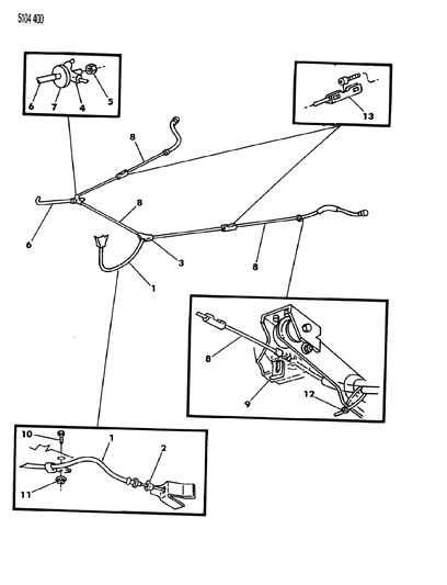 1985 Chrysler Laser Cables, Parking Brake Diagram