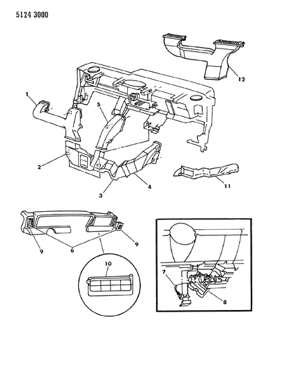 1985 Chrysler Laser Air Ducts & Outlets Diagram 1
