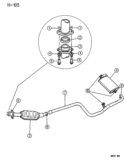 1996 Dodge Neon Converter Catalytic Diagram for 4546608