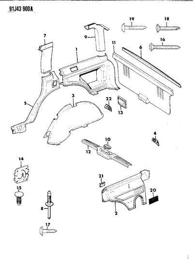 1992 Jeep Cherokee Panels - Interior Trim, Rear Diagram 2