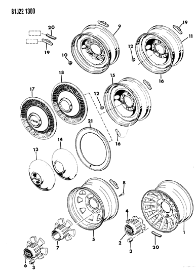 1986 Jeep Grand Wagoneer Wheels, Caps Covers And Weights Diagram