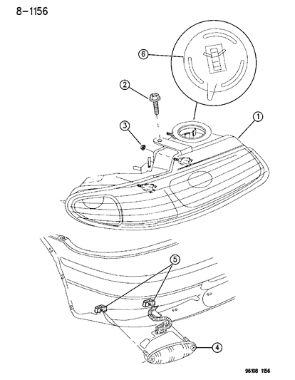 1996 Chrysler Town & Country Lamps - Front Diagram