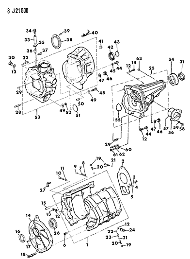 1988 Jeep Wrangler Transmission Case, Adapter And Miscellaneous Parts Diagram